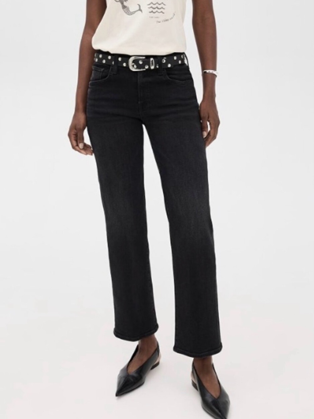 MOTHER High Waisted Rider Ankle Jeans Not Guilty Black - 28 (26.5" Inseam)